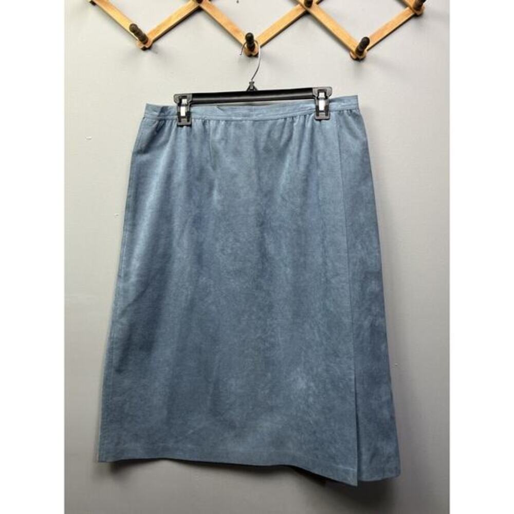 Abe Schrader Skirt Womens size 14 Blue Faux Suede Pockets‎ Union Made